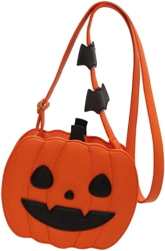 Halloween Pumpkin Crossbody Bag For Women PU Leather Handbag Shoulder Purse With Adjustable Strap