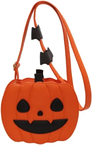 Halloween Pumpkin Crossbody Bag For Women PU Leather Handbag Shoulder Purse With Adjustable Strap
