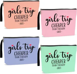 Hanamiya Na 4Pcs Girls Trip Gifts Favors Weekend Bag Funny Makeup Bag Weekender Bags for Women Girls Sister Cosmetic Bag Zipper Pouch Wedding Bachelorette Party