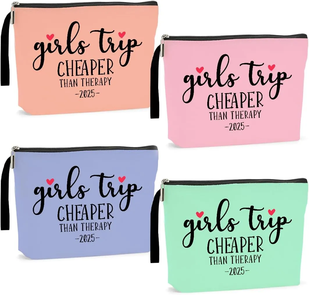 Hanamiya Na 4Pcs Girls Trip Gifts Favors Weekend Bag Funny Makeup Bag Weekender Bags for Women Girls Sister Cosmetic Bag Zipper Pouch Wedding Bachelorette Party