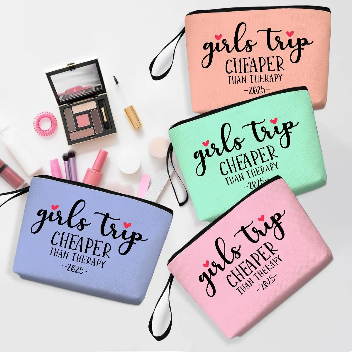 Hanamiya Na 4Pcs Girls Trip Gifts Favors Weekend Bag Funny Makeup Bag Weekender Bags for Women Girls Sister Cosmetic Bag Zipper Pouch Wedding Bachelorette Party