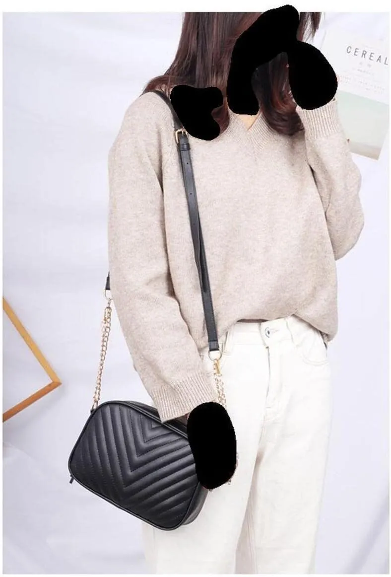 Hanbella Cross body Clutch Purses for Women & Teens - Cute Small Quilted Leather Shoulder Bag with Gold Chain for Girls