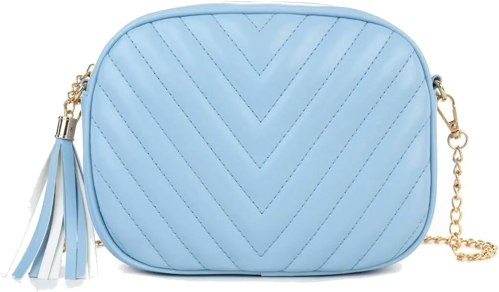 Hanbella Cross body Clutch Purses for Women & Teens - Cute Small Quilted Leather Shoulder Bag with Gold Chain for Girls