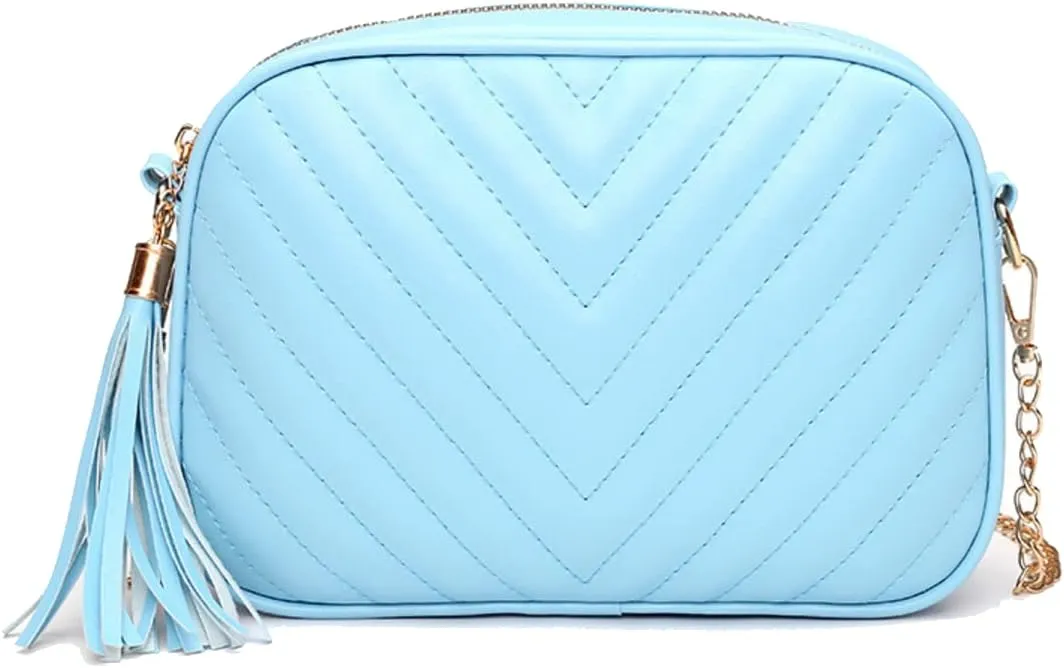 Hanbella Cross body Clutch Purses for Women & Teens - Cute Small Quilted Leather Shoulder Bag with Gold Chain for Girls