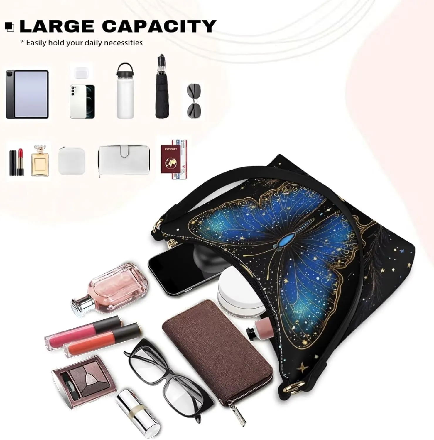 Handbag for Women Leather Underam Shoulder Bag with Zipper Fashion Work Purse Waterproof Travel Wallet