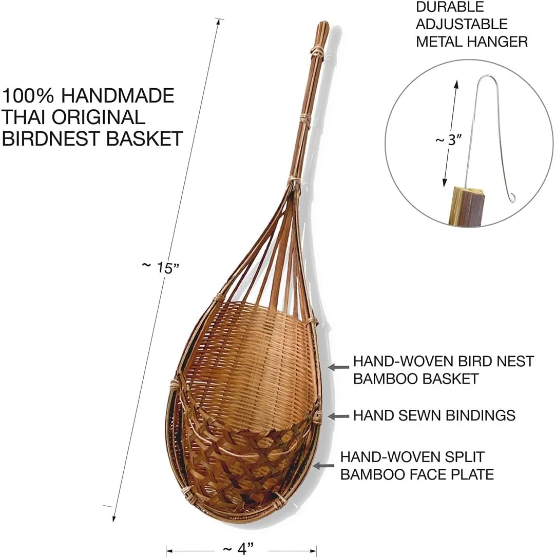 Handmade 100% Thai Bamboo Hanging Orchid Basket – 4 Inch Set of 3