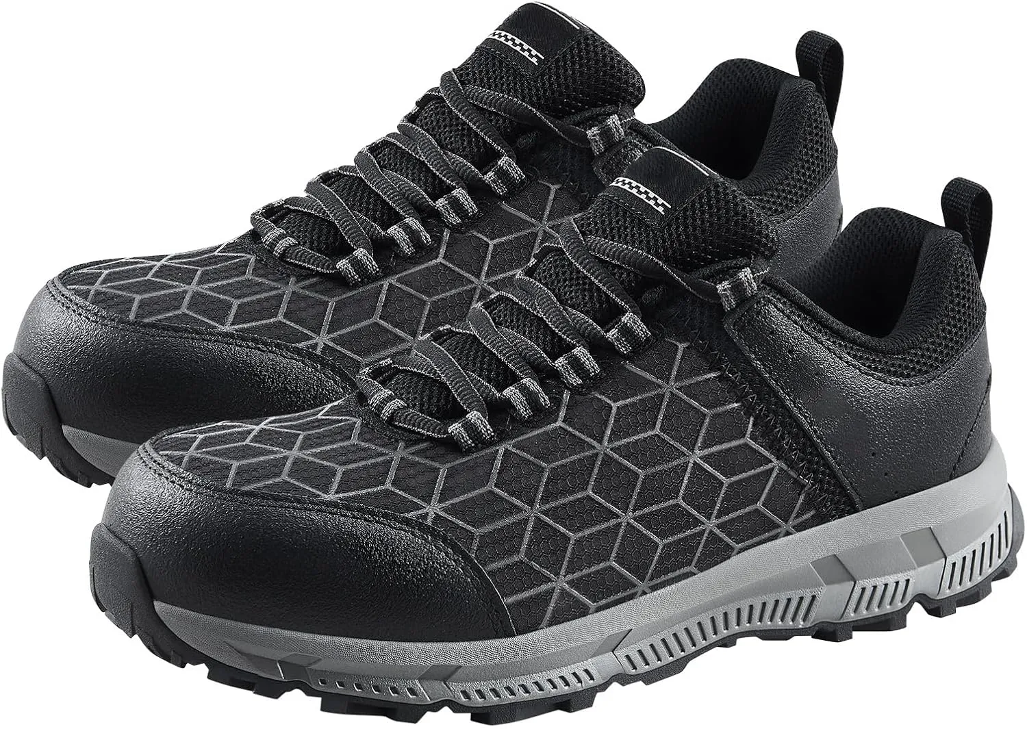 Happybuy Men's Steel Toe Shoes, US Size 12, Lightweight Breathable, Cushion Sport Safety, for Construction Work Industry, Black
