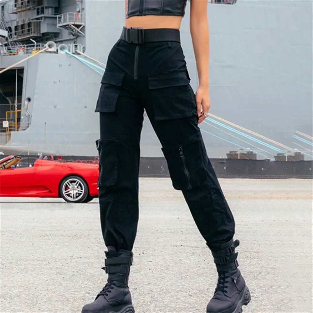 Harajuku Gothic Fashion Patchwork Black Jeans Punk Grunge Aesthetic Women Autumn Electro Pants Emo Printed Streetwear