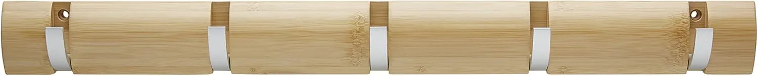 Harper Live.Love.Clean. Wall Mounted Bamboo Organizer with 5 Hooks for Hanging Coats, Scarves, Belts, Handbags, Garden Tools & Cleaning Supplies
