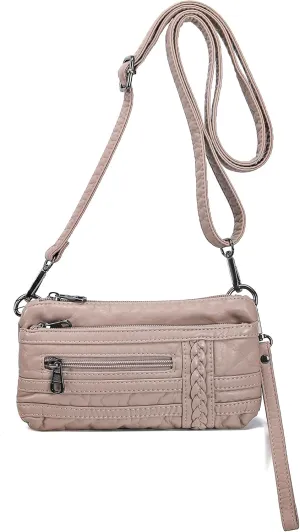 Haytijoe Triple Zip Crossbody Purses Small Crossbody Bags for Women Travel Cell Phone Purse Soft Leather Shoulder Handbags