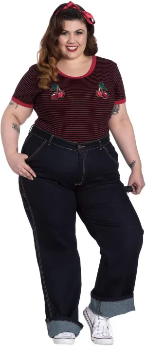 Hell Bunny Carpenter Denim Jeans 40s 50s Vintage Retro Rockabilly Trousers Pants