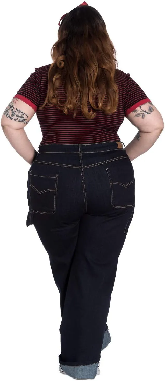 Hell Bunny Carpenter Denim Jeans 40s 50s Vintage Retro Rockabilly Trousers Pants