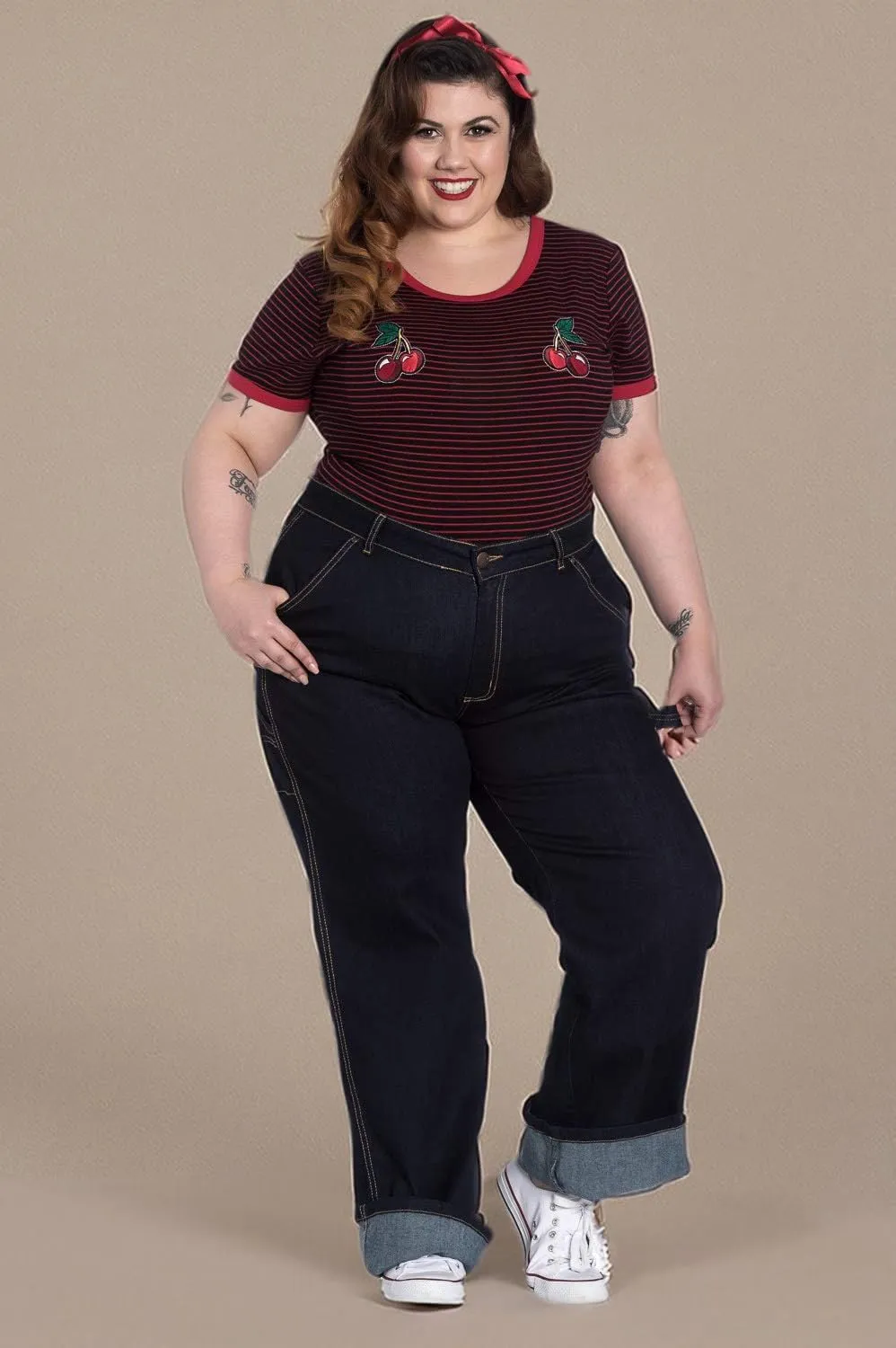 Hell Bunny Carpenter Denim Jeans 40s 50s Vintage Retro Rockabilly Trousers Pants