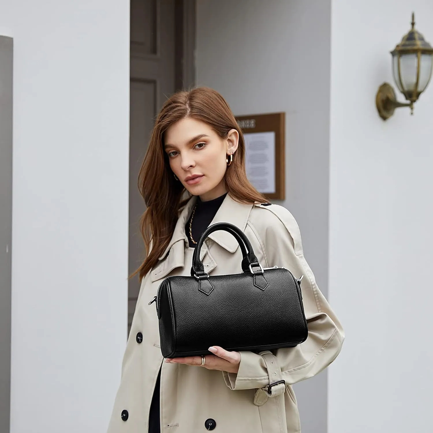 HESHE Leather Top Handle Bags for Women Leather Purses Tote Bag Satchel Handbags Shoulder Bag Designer Crossbody Bags