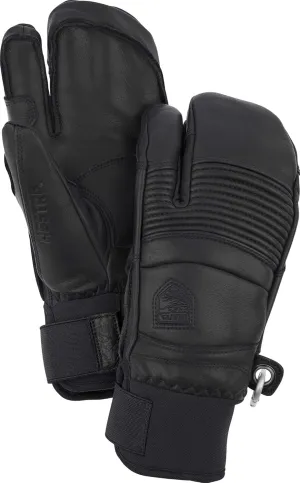 Hestra Mens Mens Ski Gloves: Fall Line Winter Cold Weather Leather 3-Finger Mittens