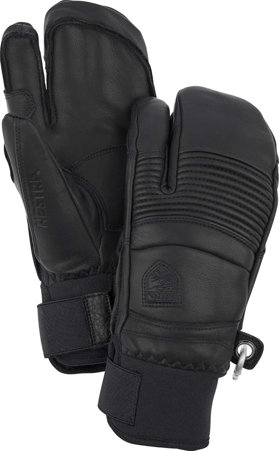 Hestra Mens Mens Ski Gloves: Fall Line Winter Cold Weather Leather 3-Finger Mittens