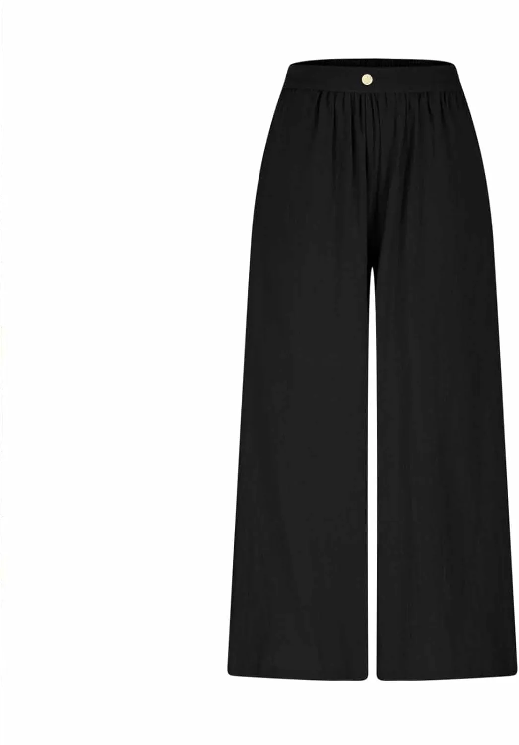 HGps8w Women's Summer Cotton Linen Loose Cropped Palazzo Pants Trendy Wide Leg High Waisted Lounge Trousers with Pockets