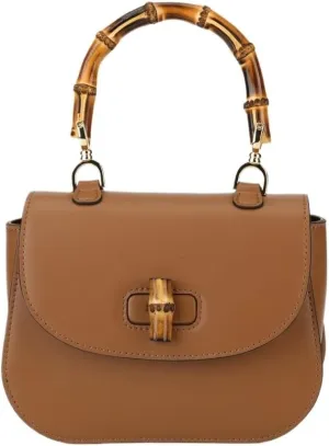 High-end Hand Bag Genuine Leather Women's Bag Bamboo Handle Shoulder Crossbody Bag Tofu Bag(Black)
