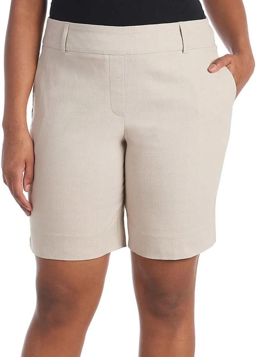 Hilary Radley Women's Pull On Mid Rise Stretch Comfort Bermuda Shorts