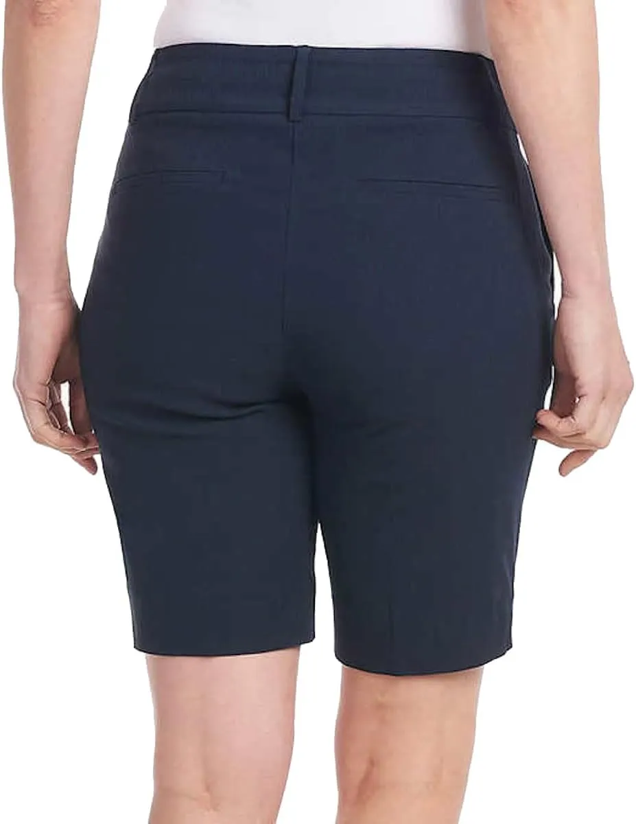 Hilary Radley Women's Pull On Mid Rise Stretch Comfort Bermuda Shorts