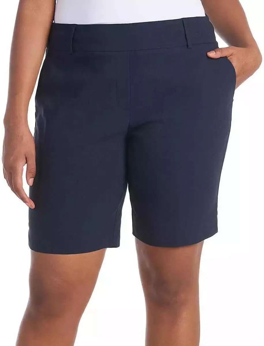 Hilary Radley Women's Pull On Mid Rise Stretch Comfort Bermuda Shorts