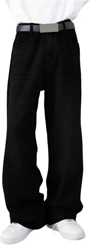 Hip Hop Baggy Jeans for Men Casual Wide Leg Y2k Skateboard Vintage Denim Pants Streetwear