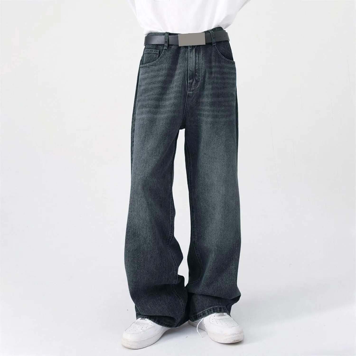 Hip Hop Baggy Jeans for Men Casual Wide Leg Y2k Skateboard Vintage Denim Pants Streetwear