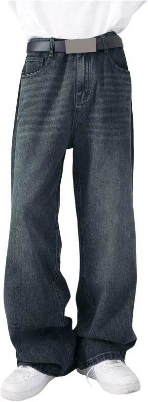 Hip Hop Baggy Jeans for Men Casual Wide Leg Y2k Skateboard Vintage Denim Pants Streetwear