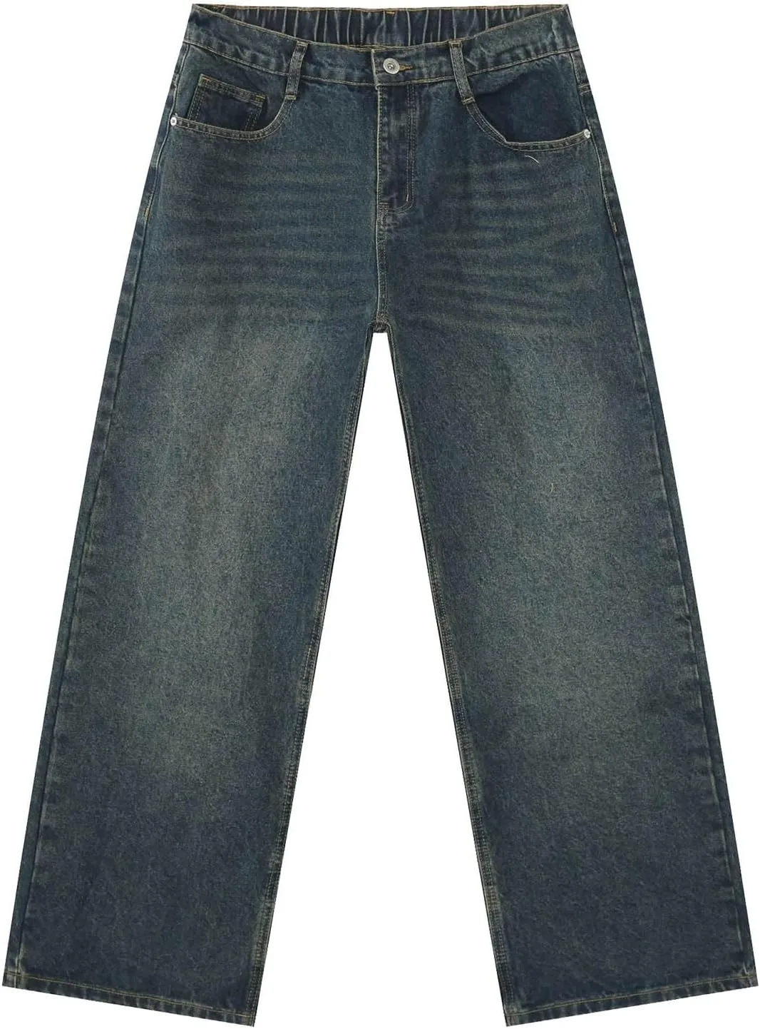 Hip Hop Baggy Jeans for Men Casual Wide Leg Y2k Skateboard Vintage Denim Pants Streetwear