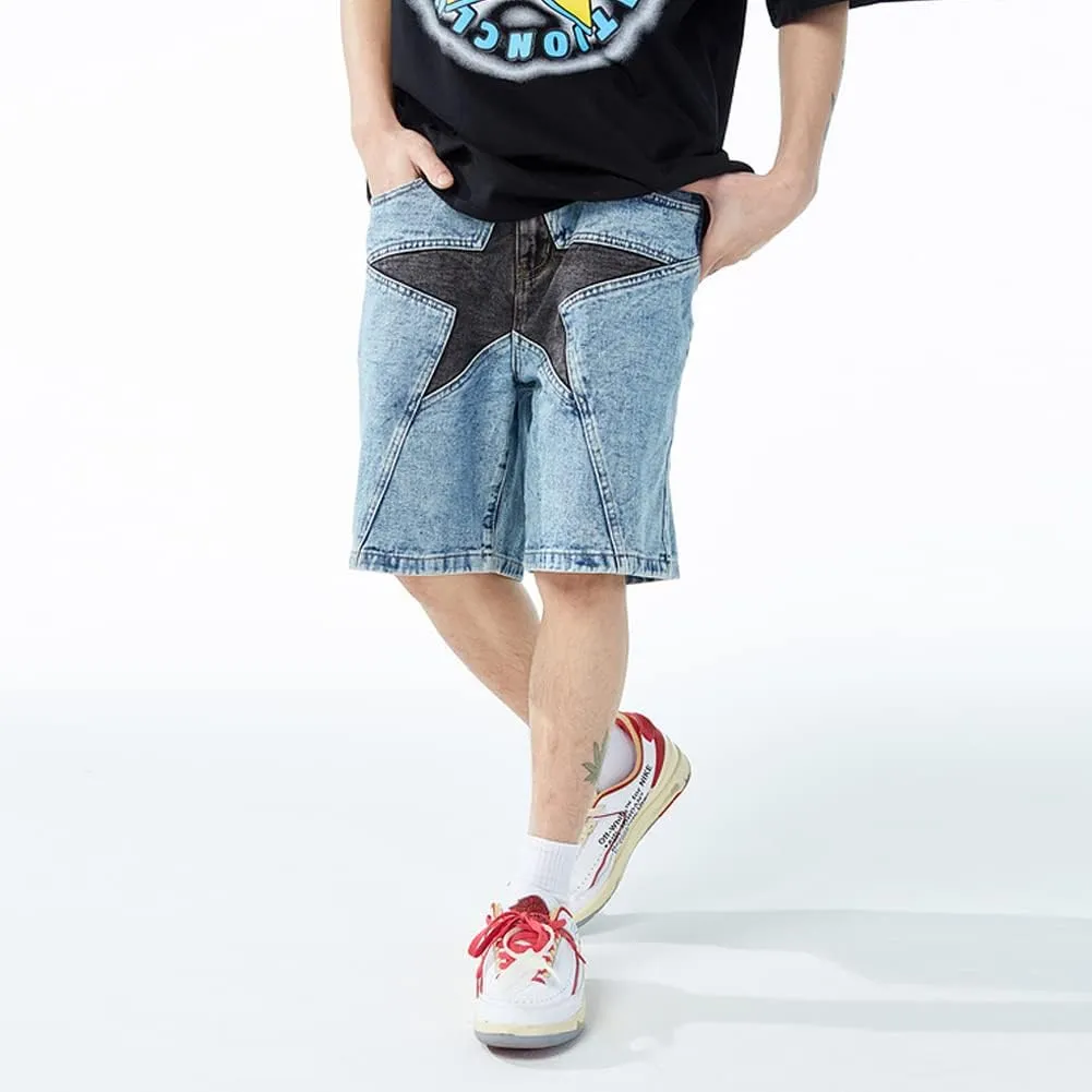 Hip Hop Streetwear Denim Shorts Star Jean Shorts Harajuku Cargo Shorts Y2K