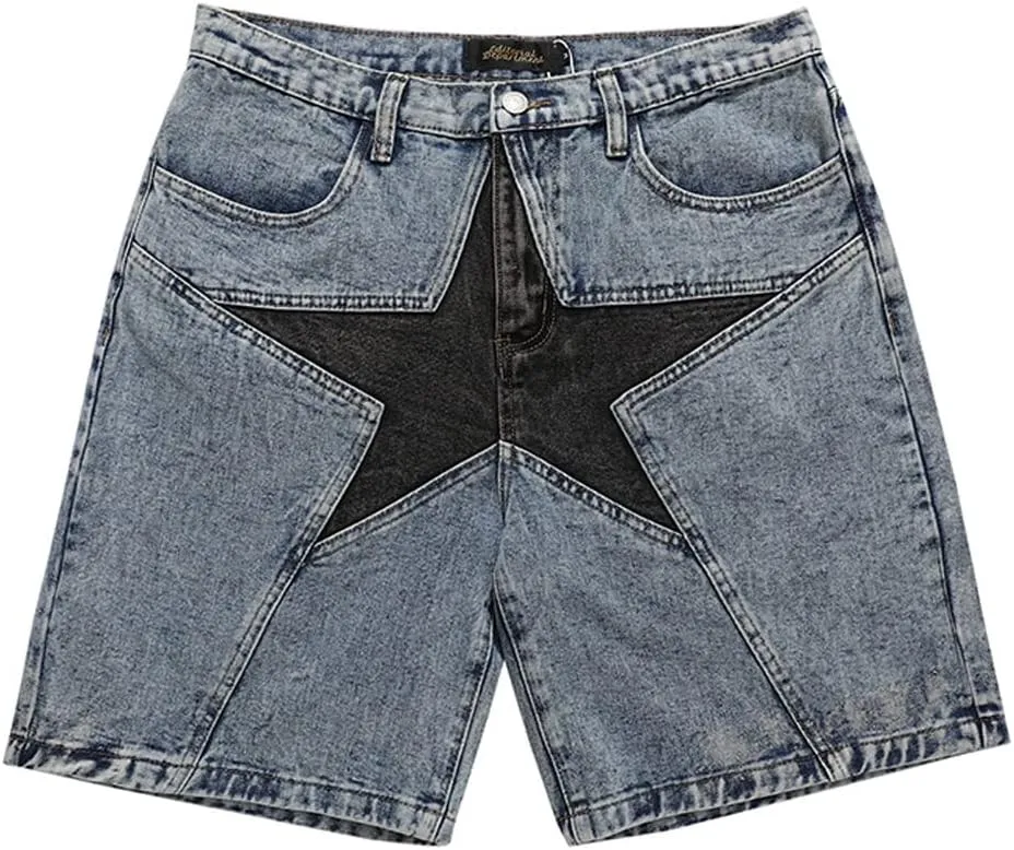 Hip Hop Streetwear Denim Shorts Star Jean Shorts Harajuku Cargo Shorts Y2K