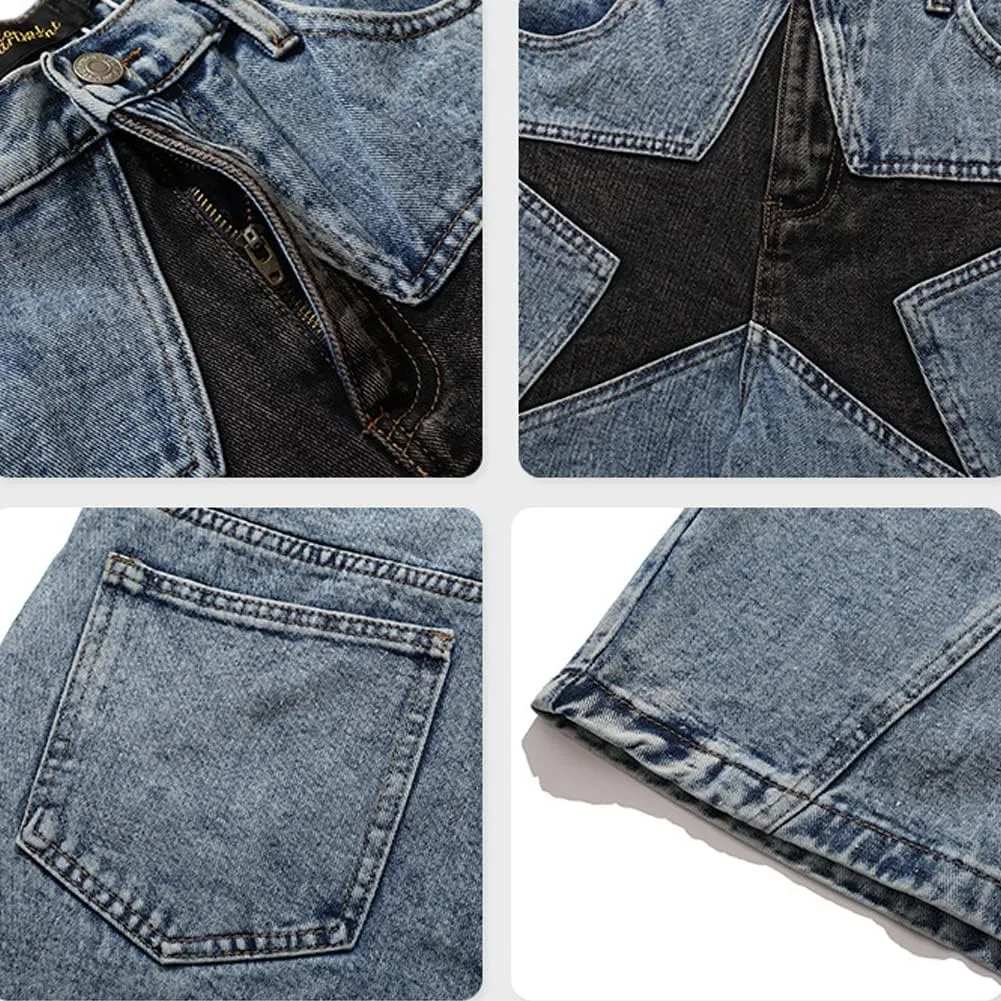 Hip Hop Streetwear Denim Shorts Star Jean Shorts Harajuku Cargo Shorts Y2K