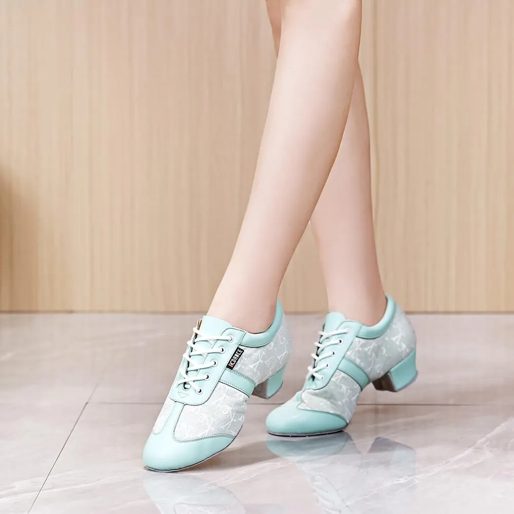 HIPPOSEUS Women's Professional Latin Dance Practice Shoes Closed Toe Competition Training Dance Shoes Indoor,Model 2213