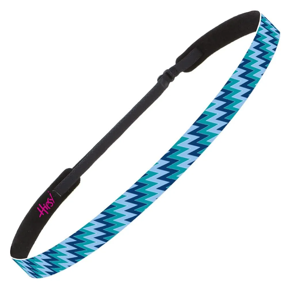 Hipsy Adjustable Non Slip Skinny Fashion Printed Sports Headbands 3-pack (Zigzag Dark Purple/Black/Teal)