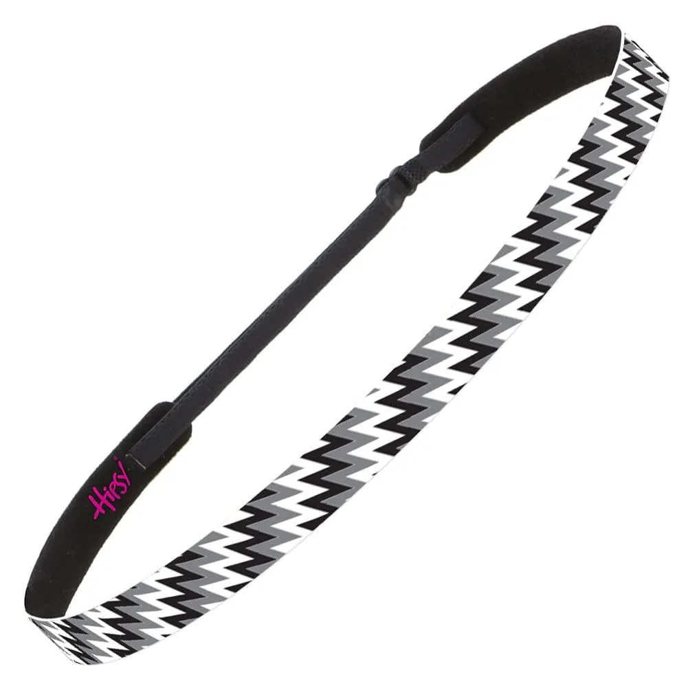 Hipsy Adjustable Non Slip Skinny Fashion Printed Sports Headbands 3-pack (Zigzag Dark Purple/Black/Teal)