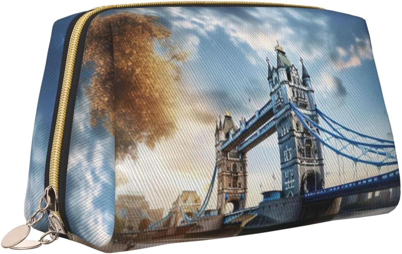 Historic Old Tower Bridge London Travel Toiletry Organizer, Portable Makeup Bag For Women