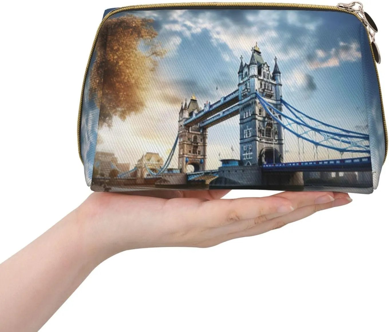 Historic Old Tower Bridge London Travel Toiletry Organizer, Portable Makeup Bag For Women