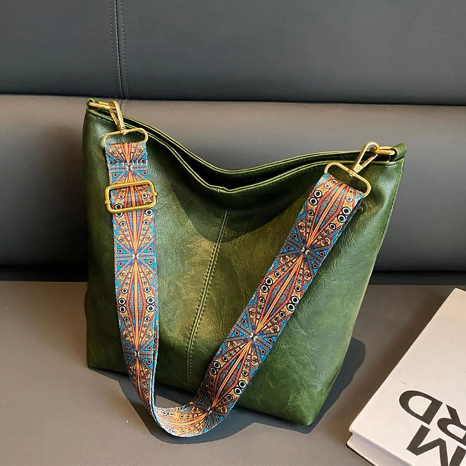 Hobo Bags for Women Crossbody Bag Guitar Strap Purse Vegan Leather Shoulder Handbags Boho Purses Tote Bucket Bag
