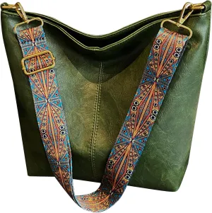 Hobo Bags for Women Crossbody Bag Guitar Strap Purse Vegan Leather Shoulder Handbags Boho Purses Tote Bucket Bag