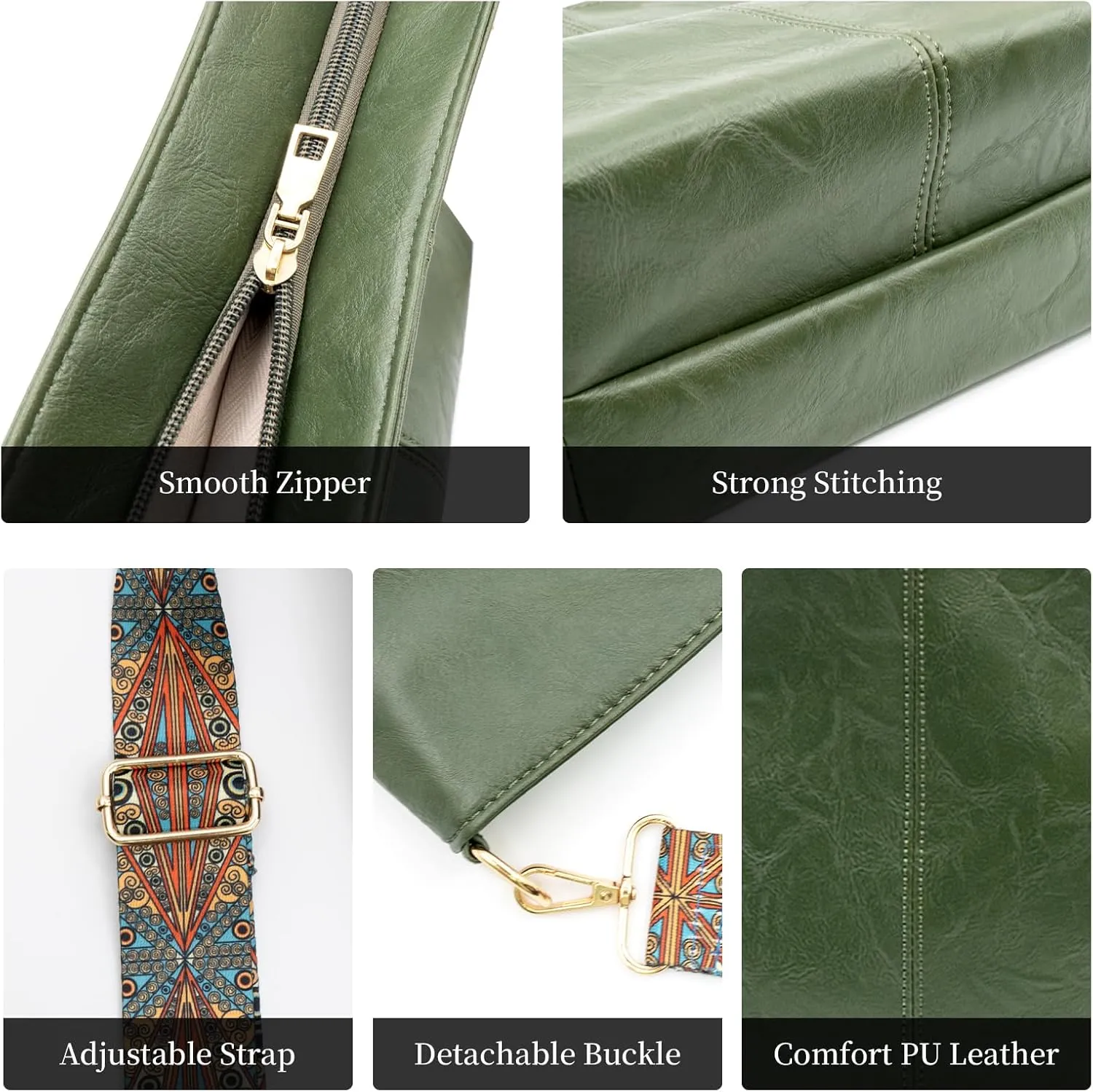 Hobo Bags for Women Crossbody Bag Guitar Strap Purse Vegan Leather Shoulder Handbags Boho Purses Tote Bucket Bag