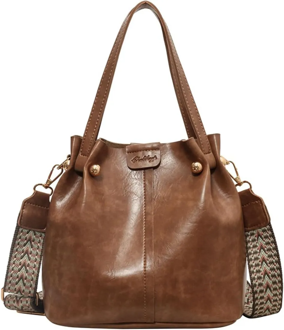 Hobo Bags for Women Crossbody Purses and Handbags Bucket Purse Faux Leather with Detachable Long Strap