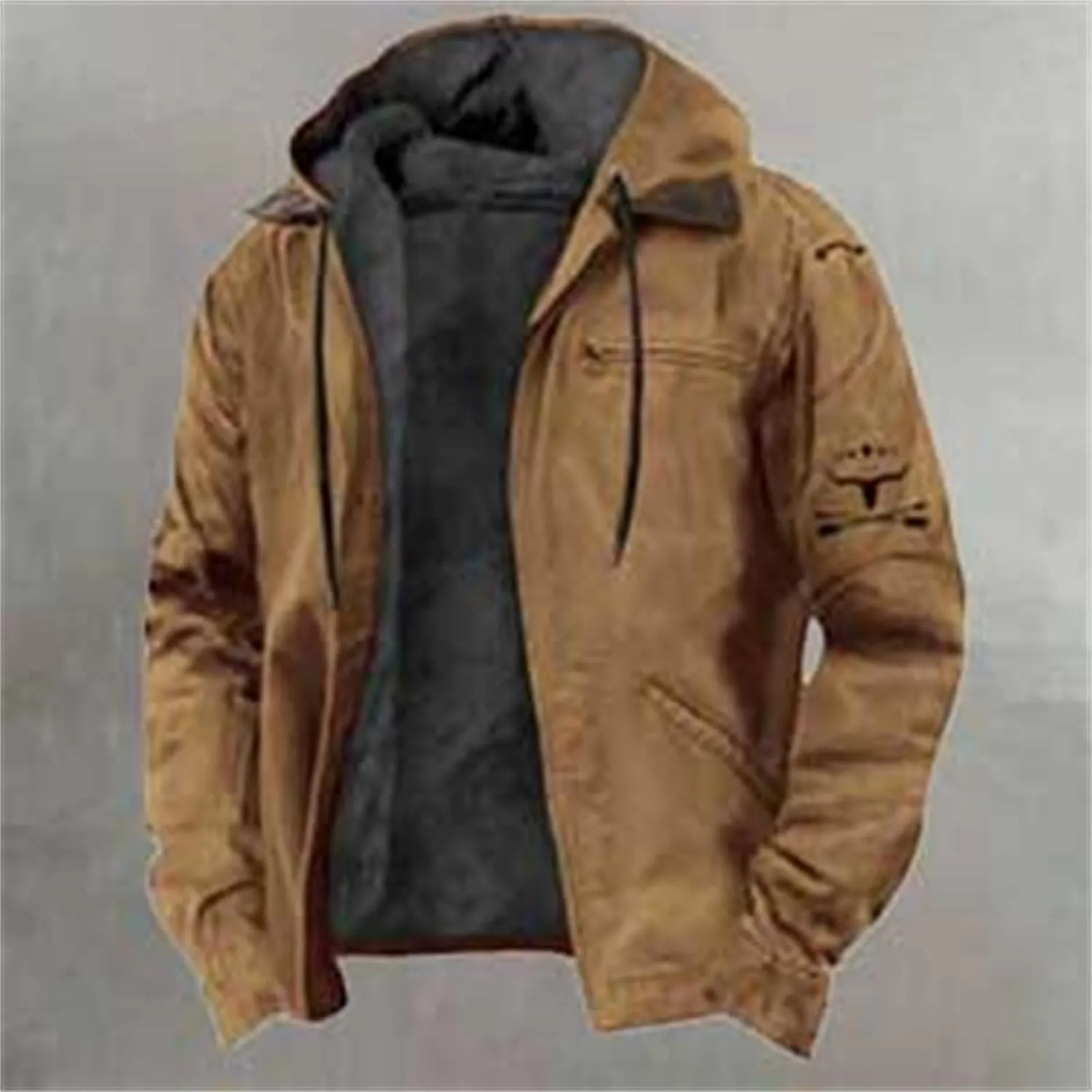 Hoodies for Men Winter Fluffy Fuzzy Fleece Lined Jackets Full Zip Warm Thick Coat Chaqueta Hombre Invierno