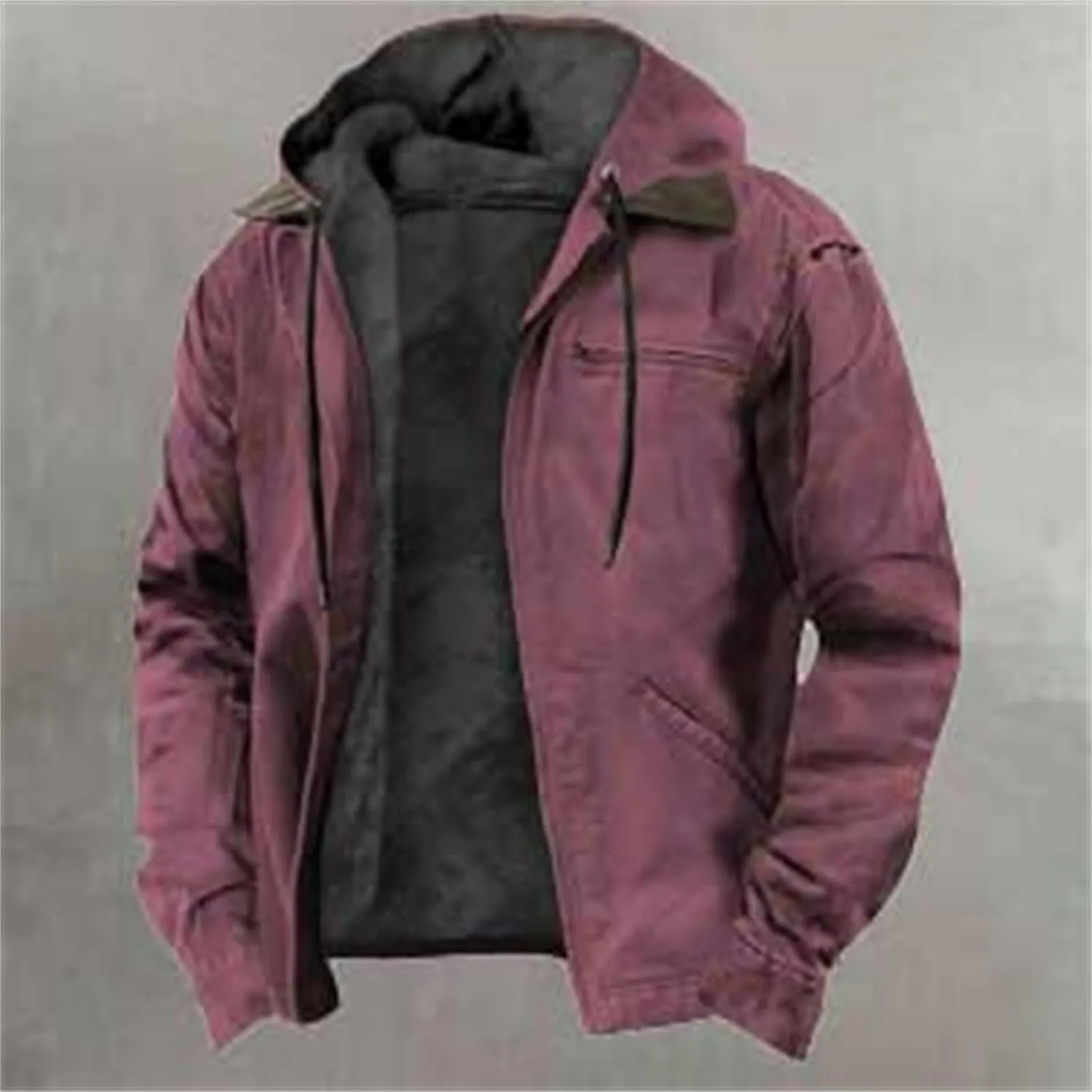 Hoodies for Men Winter Fluffy Fuzzy Fleece Lined Jackets Full Zip Warm Thick Coat Chaqueta Hombre Invierno