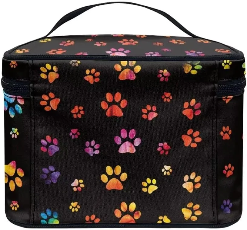 Horeset Dog Paw Travel Cosmetic Bag Large Makeup Bag Travel Makeup Pouch Organizer with Handle