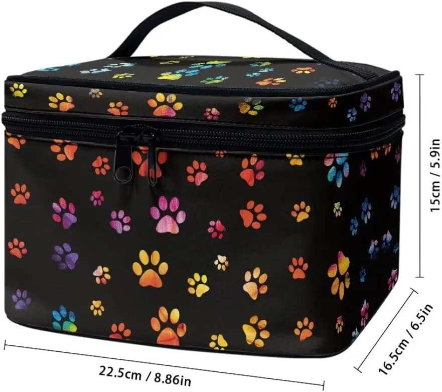 Horeset Dog Paw Travel Cosmetic Bag Large Makeup Bag Travel Makeup Pouch Organizer with Handle