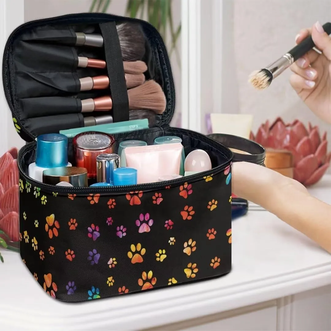 Horeset Dog Paw Travel Cosmetic Bag Large Makeup Bag Travel Makeup Pouch Organizer with Handle