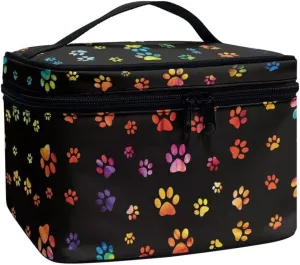 Horeset Dog Paw Travel Cosmetic Bag Large Makeup Bag Travel Makeup Pouch Organizer with Handle