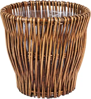 Household Essentials Small Reed Willow Waste Basket, Handwoven Basket with Removable Liner, Attractive Alternative to Plastic or Metal Cans, Brown