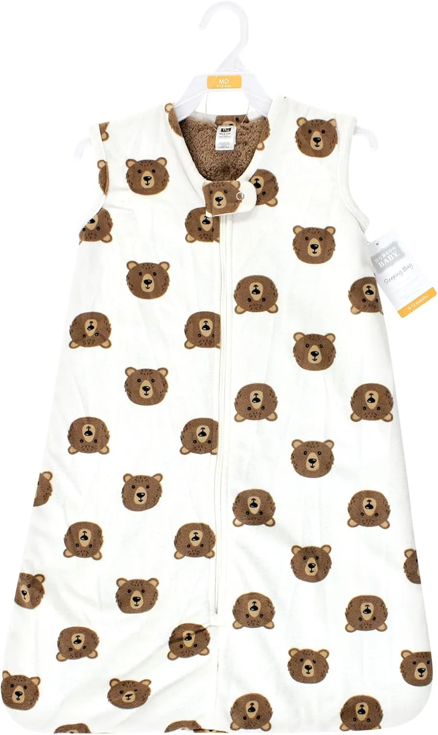 Hudson Baby Unisex Baby Plush Faux Fur Sleeping Bag, Wearable Blanket, Brown Bear, 0-6 Months