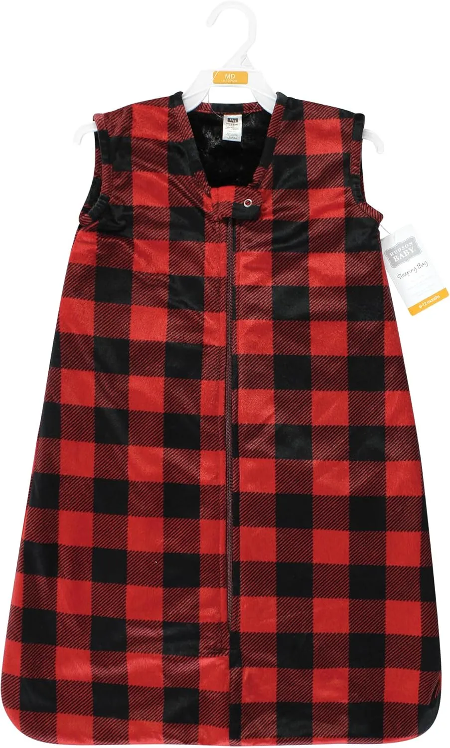 Hudson Baby Unisex Baby Plush Faux Fur Sleeping Bag, Wearable Blanket, Buffalo Plaid, 6-12 Months